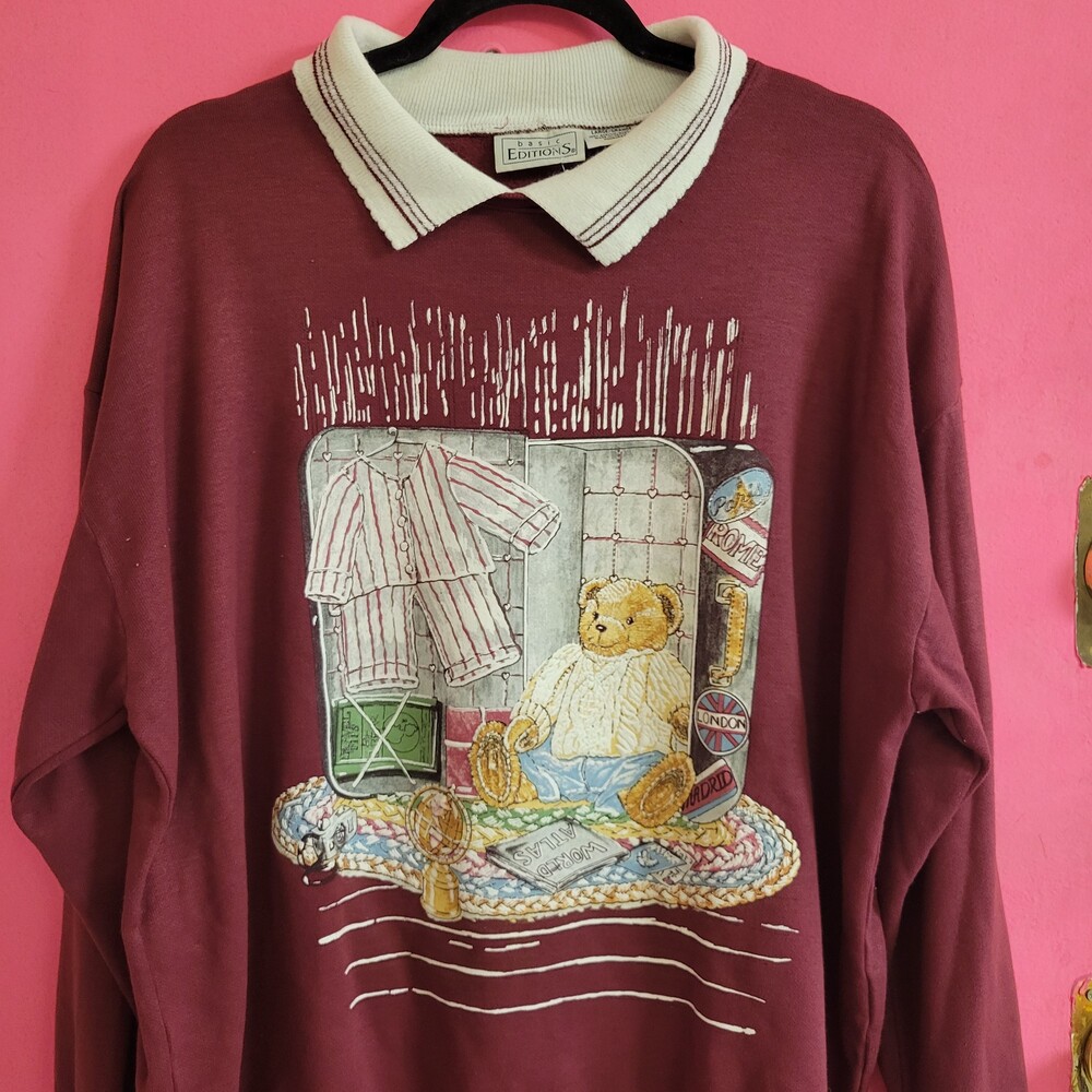 80s 90s travel bear crewneck grandma teddy cottagecore vintage 80s 90s fairy vtg